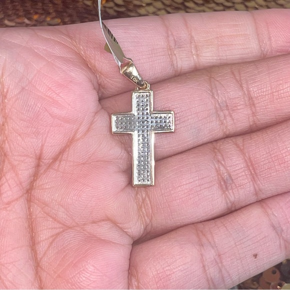 10k solid gold natural real diamond cross pendant FREE APPRAISAL, Christmas Gift - Picture 3 of 4